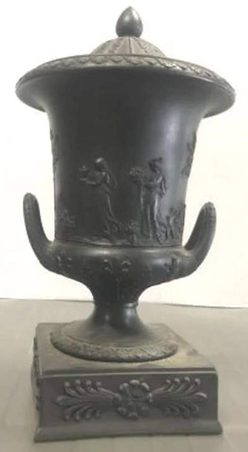 Basalt Black Vase/Urn & Lid by Wedgwood-1