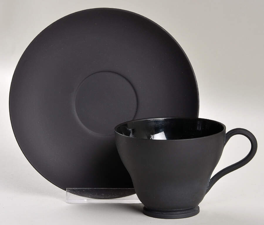 Basalt Black Flat Cup & Saucer Set by Wedgwood-1