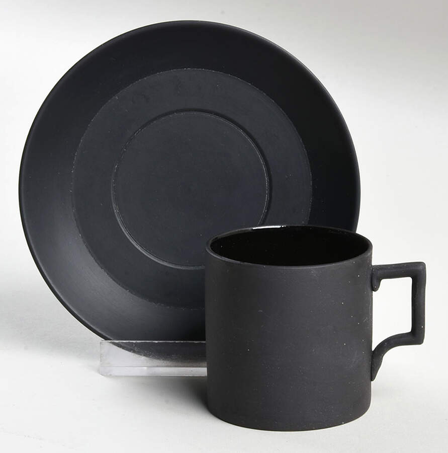 Basalt Black Flat Demitasse Cup & Saucer Set by Wedgwood-1