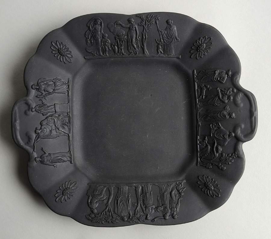 Basalt Black Square Handled Cake Plate by Wedgwood-1
