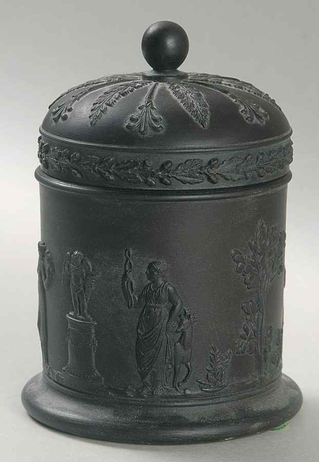 Basalt Black Cigarette Jar & Lid by Wedgwood-1