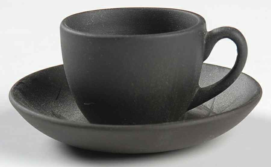Basalt Black Miniature Cup and Saucer Set by Wedgwood-1