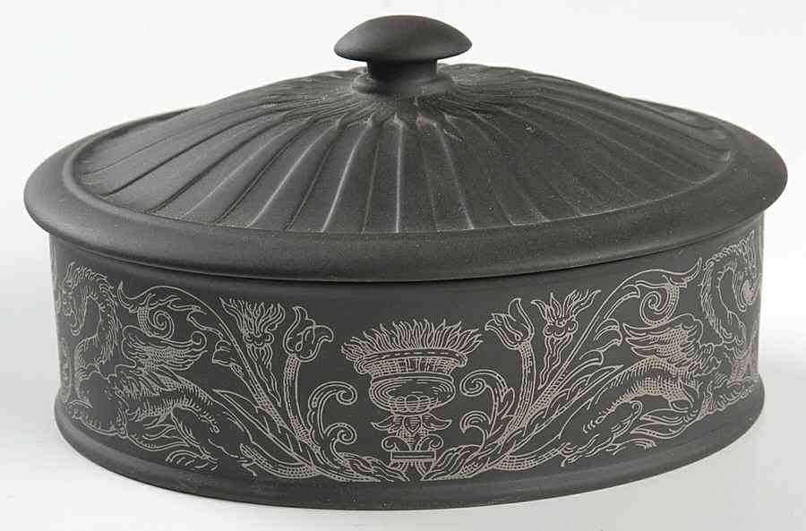 Basalt Black 6" Oval Box & Lid by Wedgwood-1