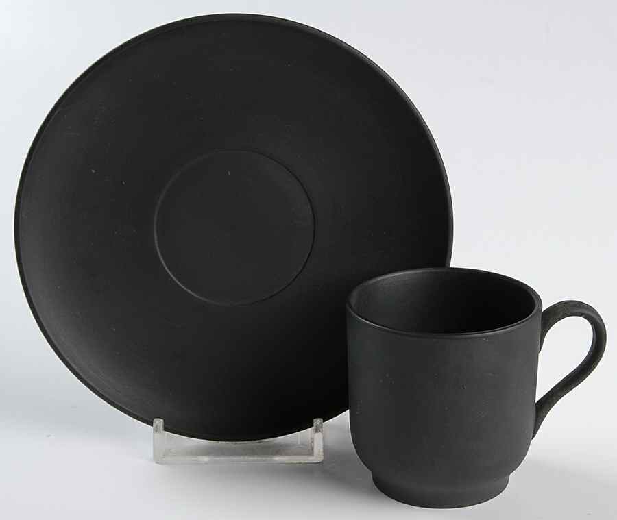 Basalt Black Flat Demitasse Cup & Saucer Set by Wedgwood-1