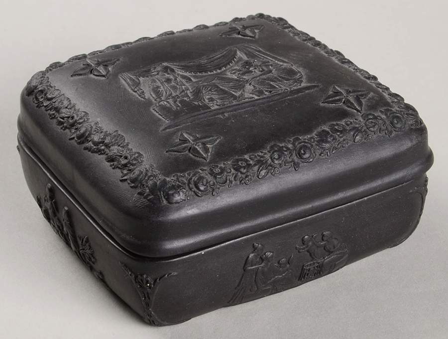 Basalt Black 3" Square Box W/Lid by Wedgwood-1