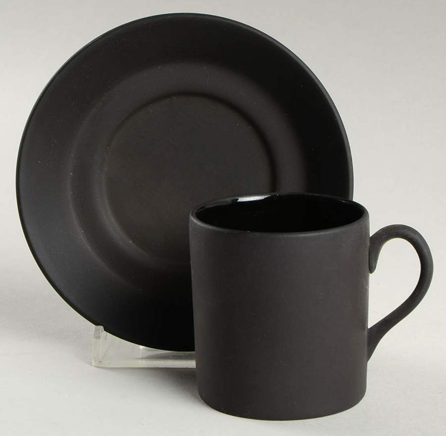 Basalt Black Bond Shape Demitasse Cup and Saucer Set by Wedgwood-1