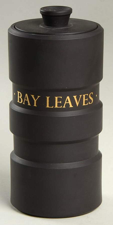 Basalt Black Bay Leaf/Leaves Spice Jar & Lid by Wedgwood-1