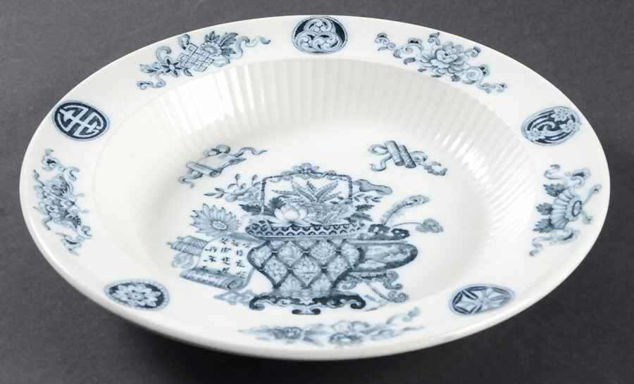 Basket (Flow Blue) Large Rim Soup Bowl by Wedgwood-1