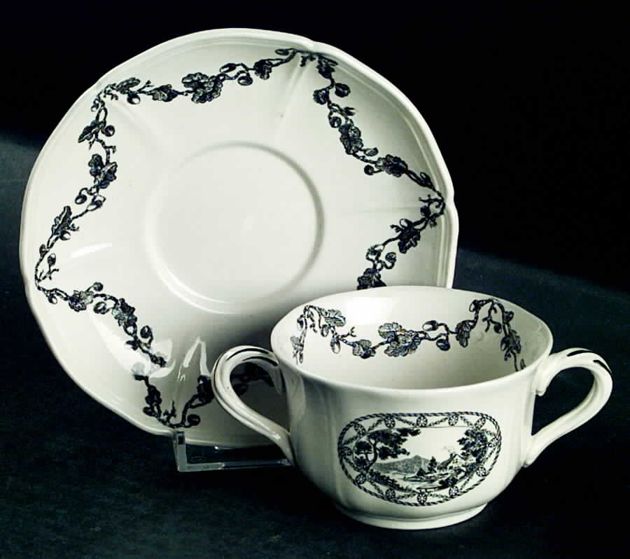 Bewick Black Flat Bouillon Cup & Saucer by Wedgwood-1