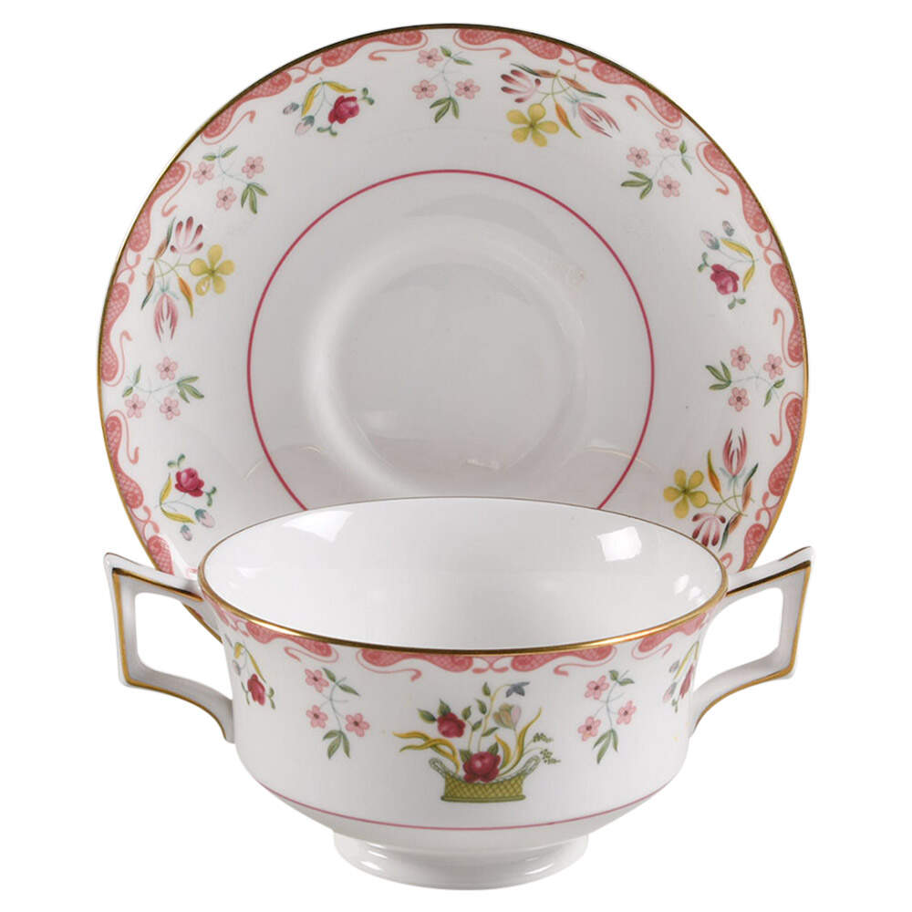 Bianca (Williamsburg Mark) Footed Cream Soup Bowl & Saucer Set by Wedgwood-1