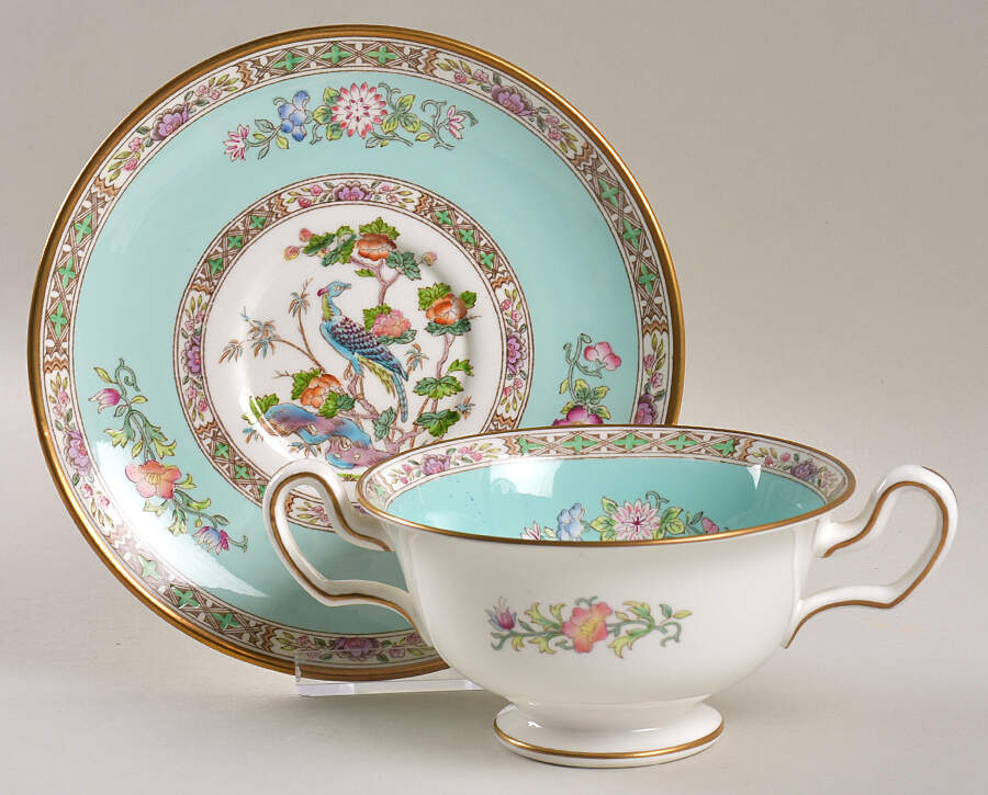 Bideford (X9415) Footed Cream Soup Bowl & Saucer Set by Wedgwood-1