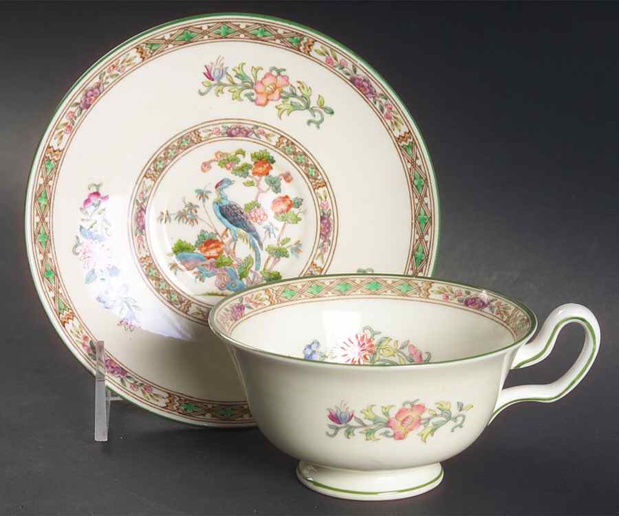Bideford Multicolor (W1081) Footed Cup & Saucer Set by Wedgwood-1