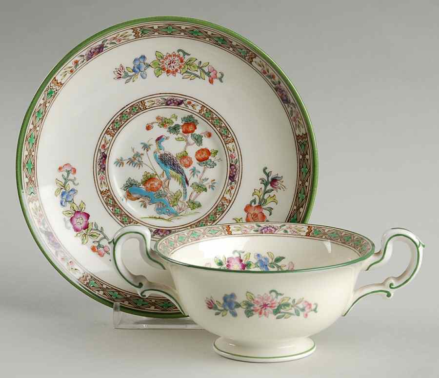 Bideford Multicolor (W1081) Footed Bouillon Cup & Saucer by Wedgwood-1