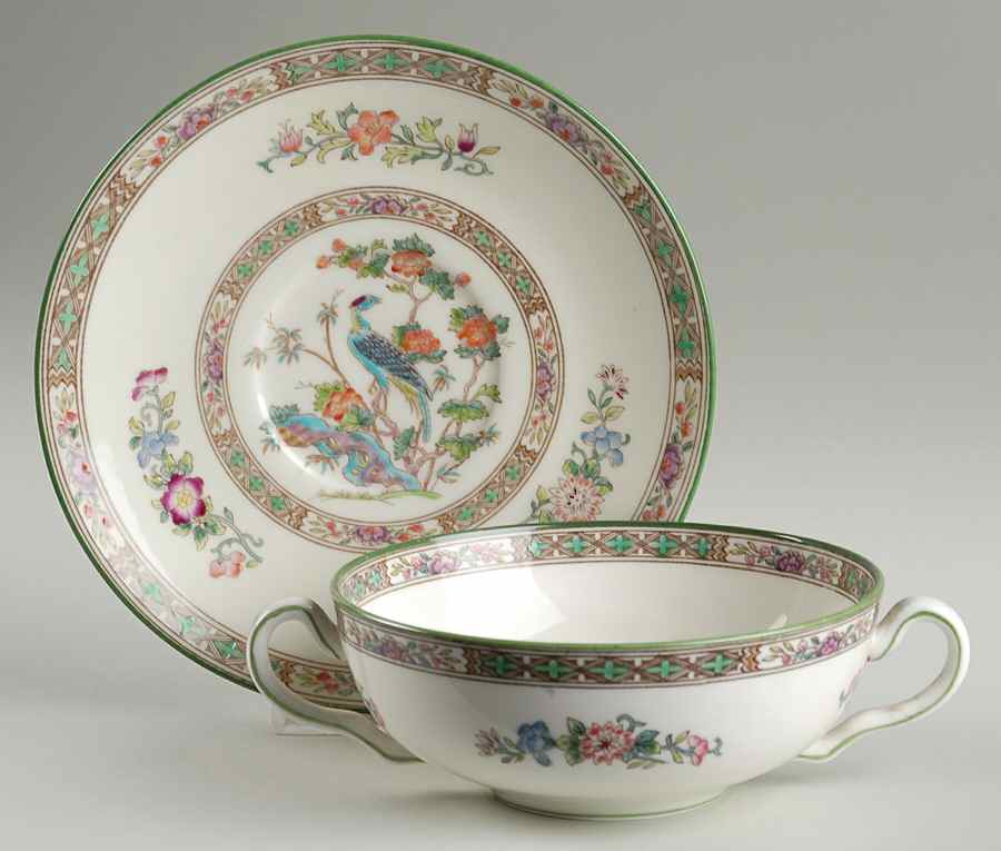 Bideford Multicolor (W1081) Flat Cream Soup Bowl & Saucer Set by Wedgwood-1