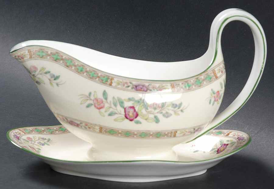 Bideford Multicolor (W1081) Gravy Boat with Attached Underplate by Wedgwood-1