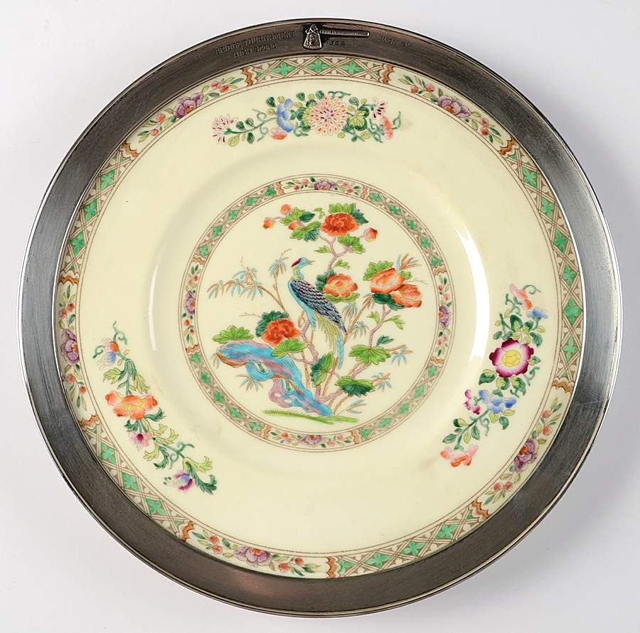 Bideford Multicolor (W1081) Sterling Rim Dinner Plate by Wedgwood-1