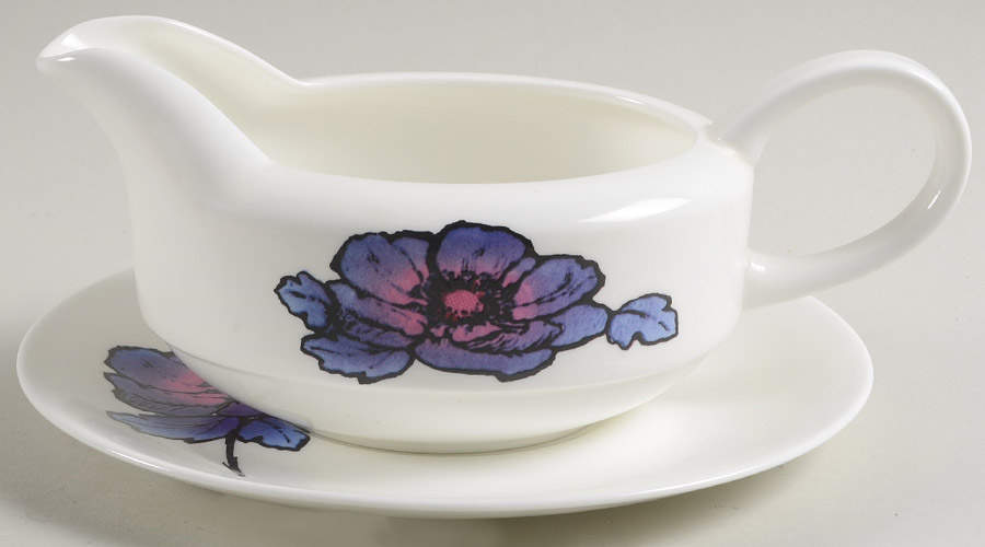 Blue Anemone Gravy Boat & Underplate by Wedgwood-1