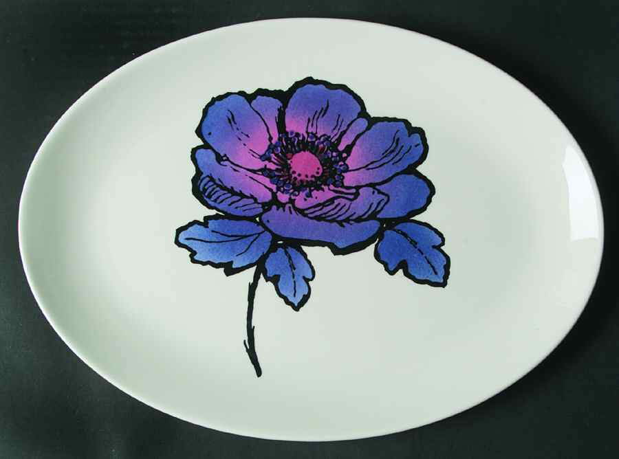 Blue Anemone 13" Oval Serving Platter by Wedgwood-1