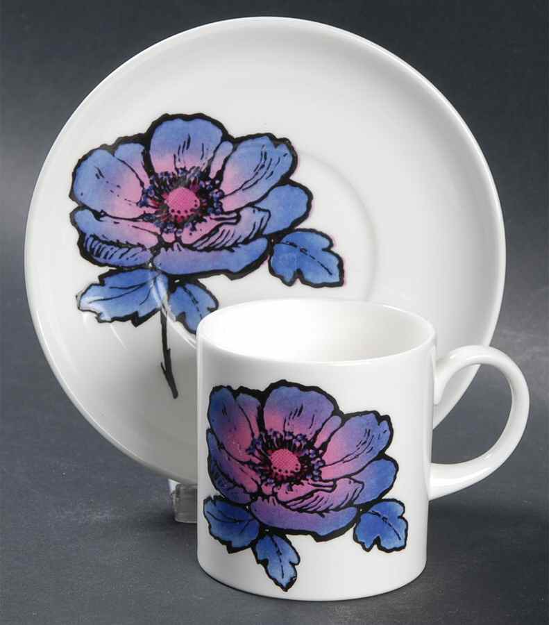 Blue Anemone Can Shape Demitasse Cup and Saucer Set by Wedgwood-1
