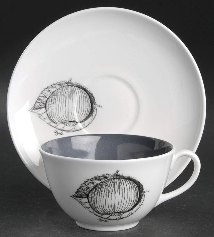Black Fruit Flat Cup & Saucer Set by Wedgwood-1
