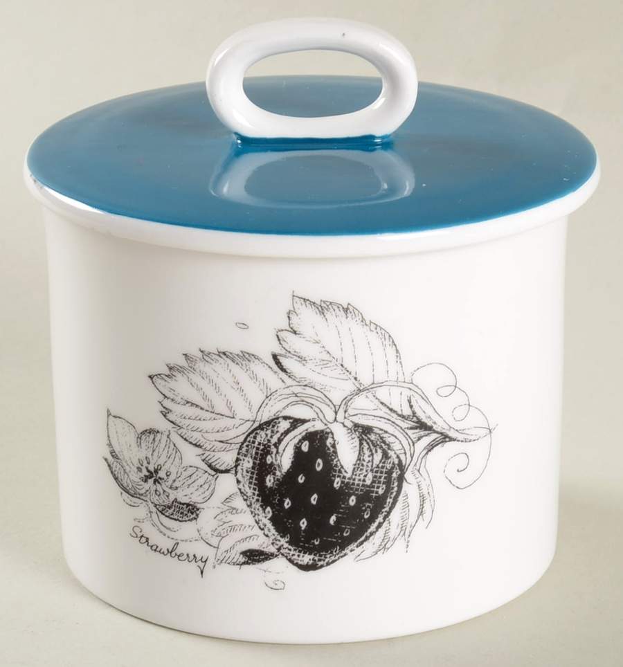 Black Fruit Sugar Bowl & Lid by Wedgwood-1