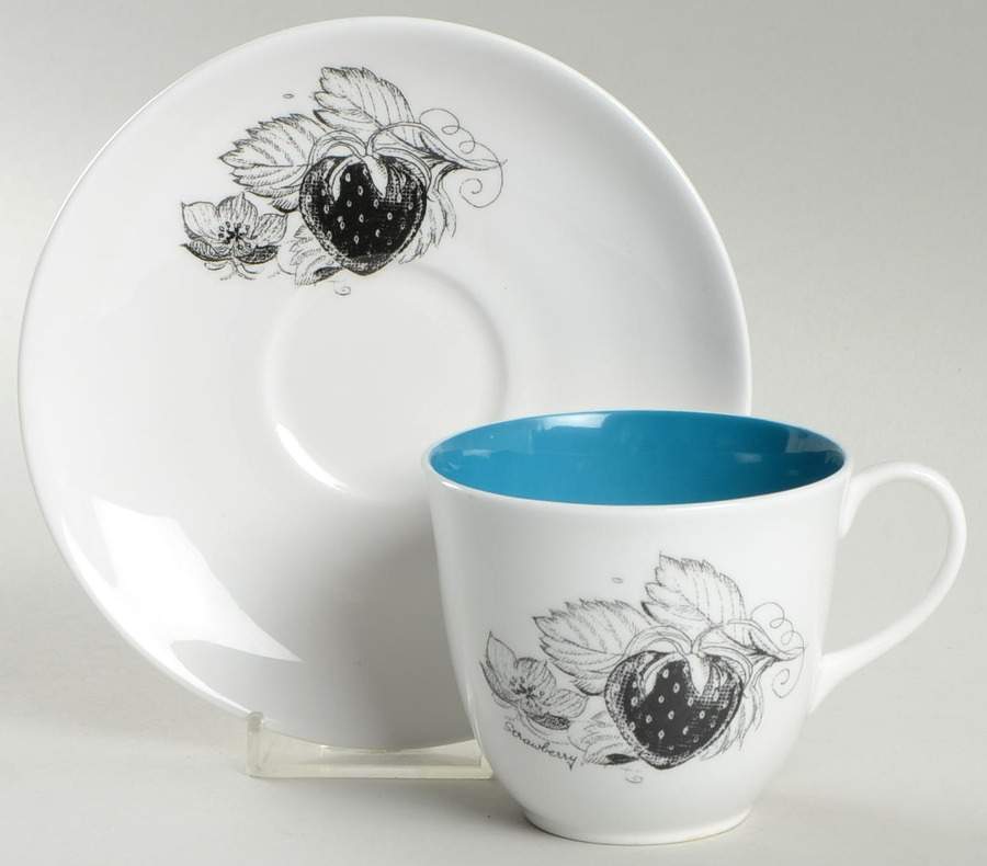 Black Fruit Flat Cup & Saucer Set by Wedgwood-1