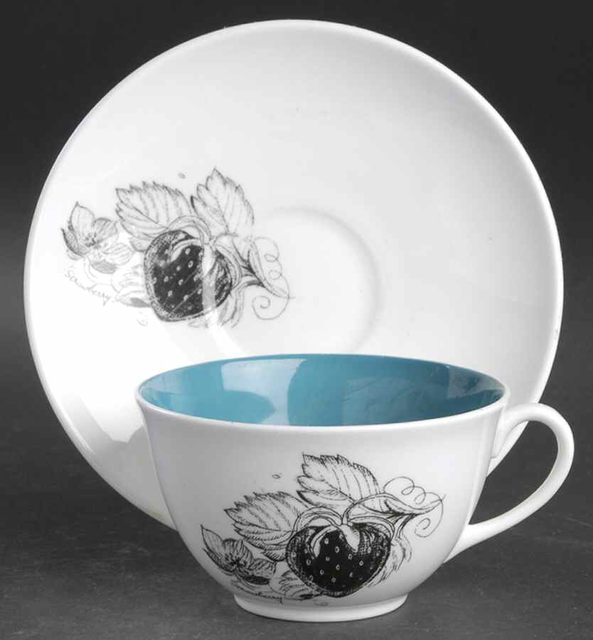 Black Fruit Flat Cup & Saucer Set by Wedgwood-1