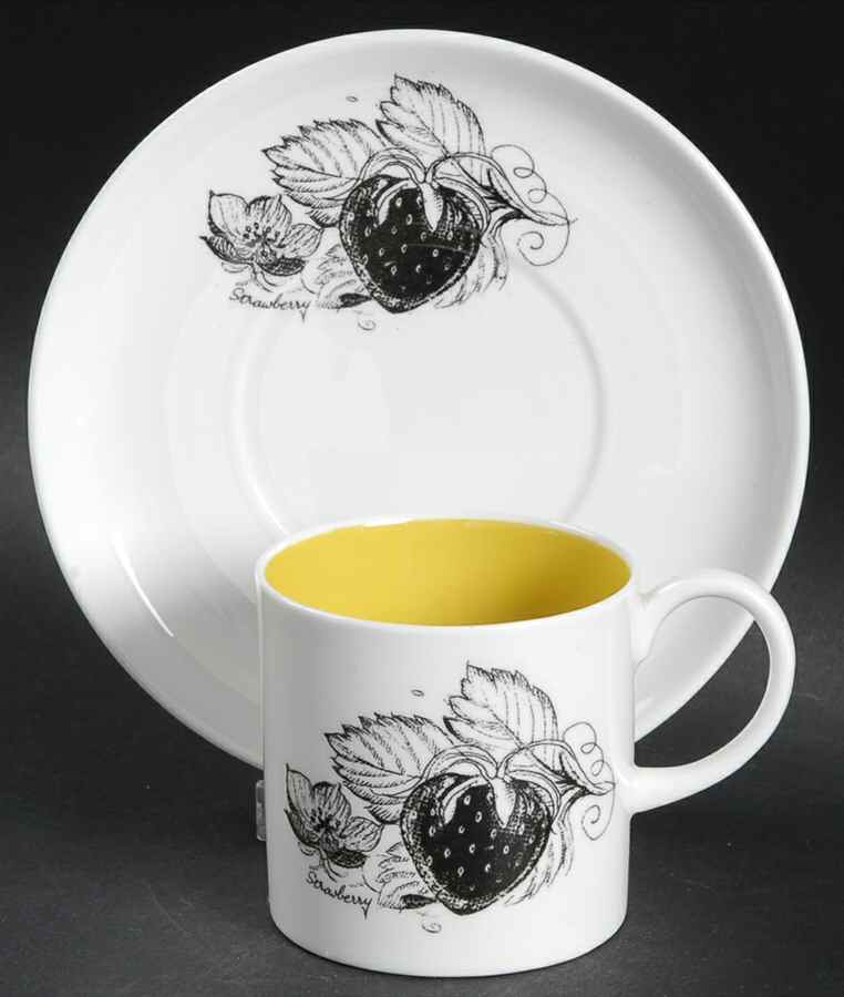 Black Fruit Flat Demitasse Cup & Saucer Set by Wedgwood-1