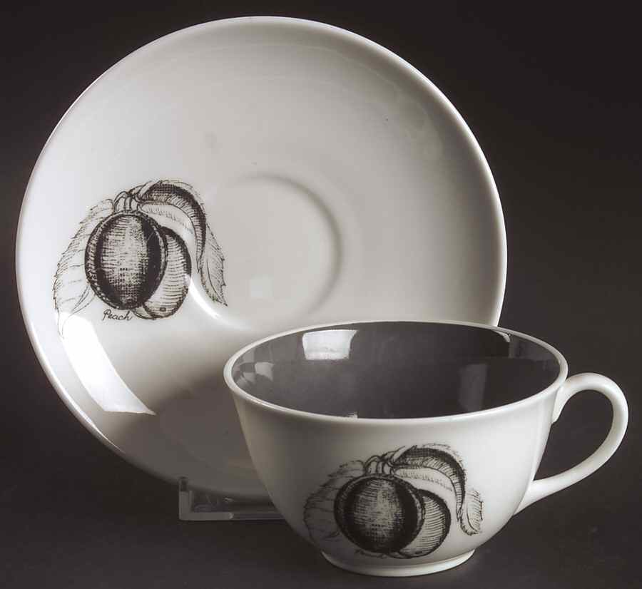 Black Fruit Flat Cup & Saucer Set by Wedgwood-1