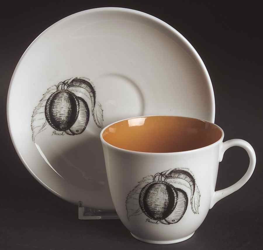 Black Fruit Flat Cup & Saucer Set by Wedgwood-1