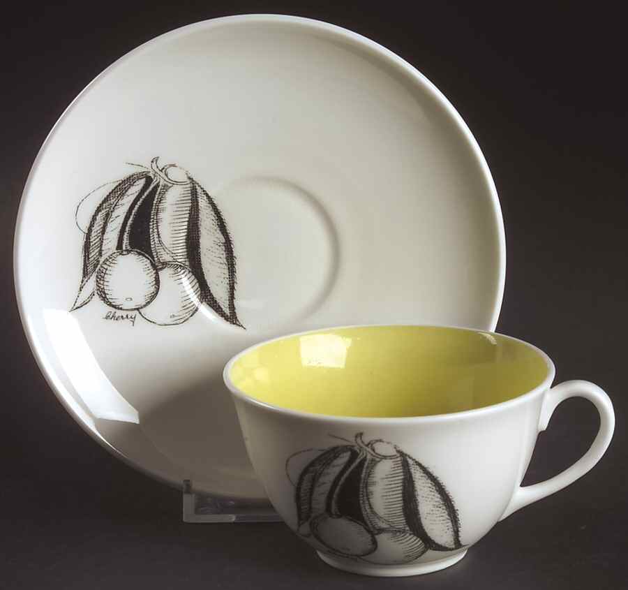 Black Fruit Flat Cup & Saucer Set by Wedgwood-1