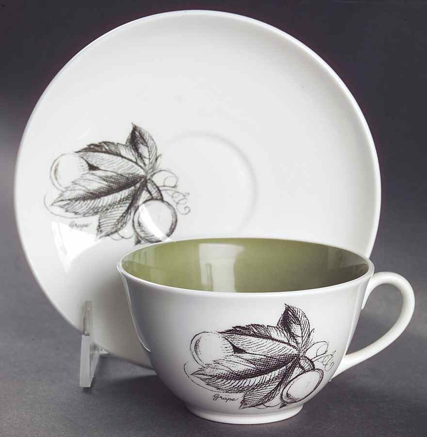 Black Fruit Flat Cup & Saucer Set by Wedgwood-1