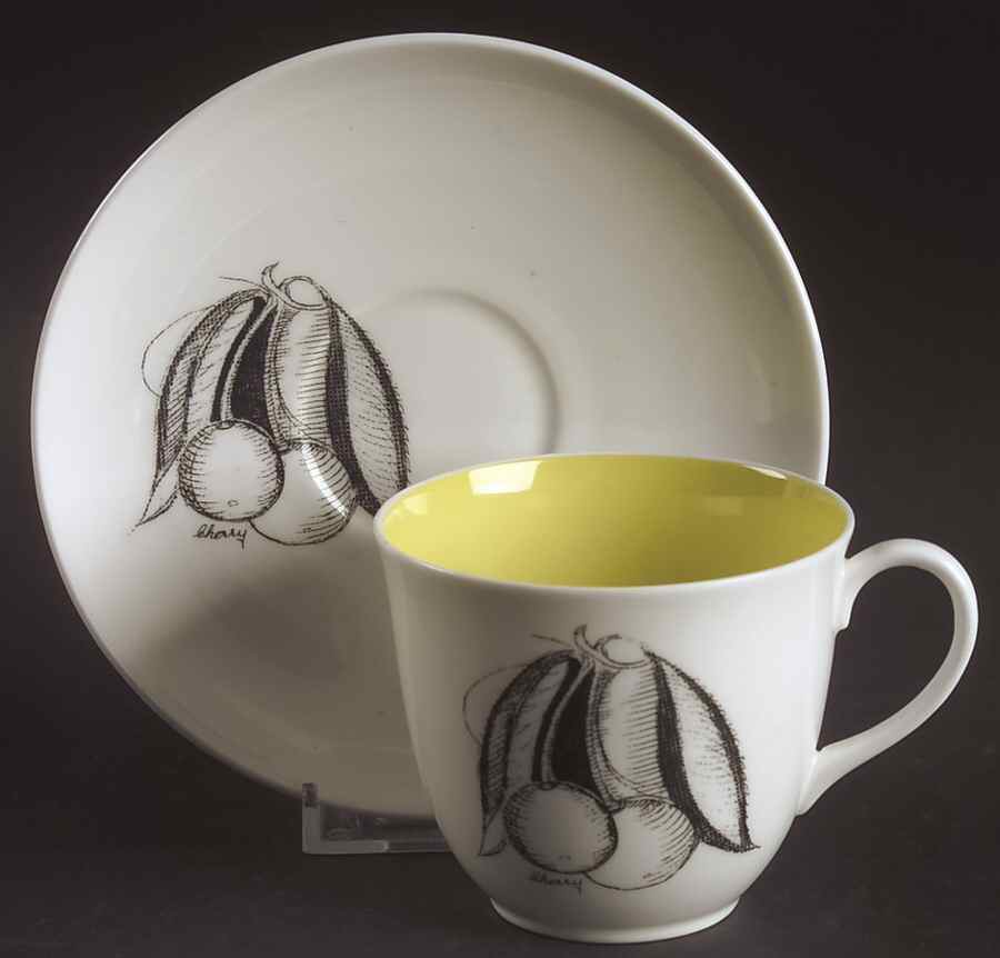 Black Fruit Flat Cup & Saucer Set by Wedgwood-1