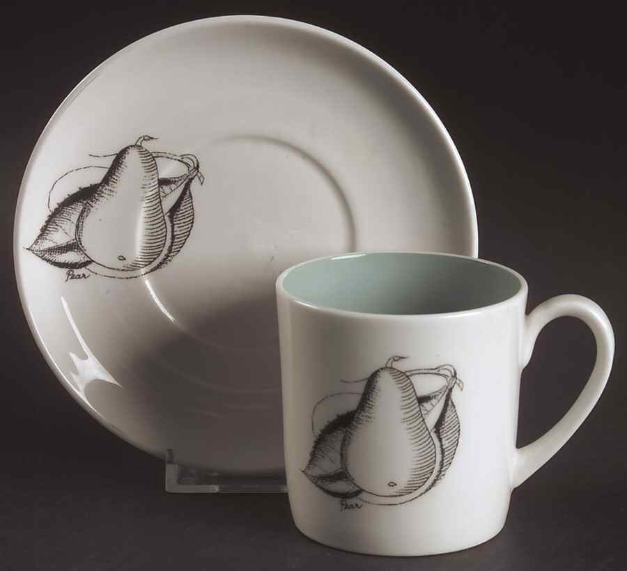 Black Fruit Flat Cup & Saucer Set by Wedgwood-1