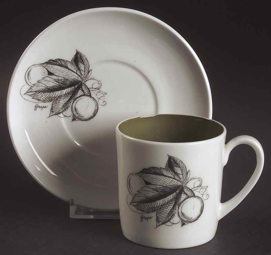 Black Fruit Flat Cup & Saucer Set by Wedgwood-1