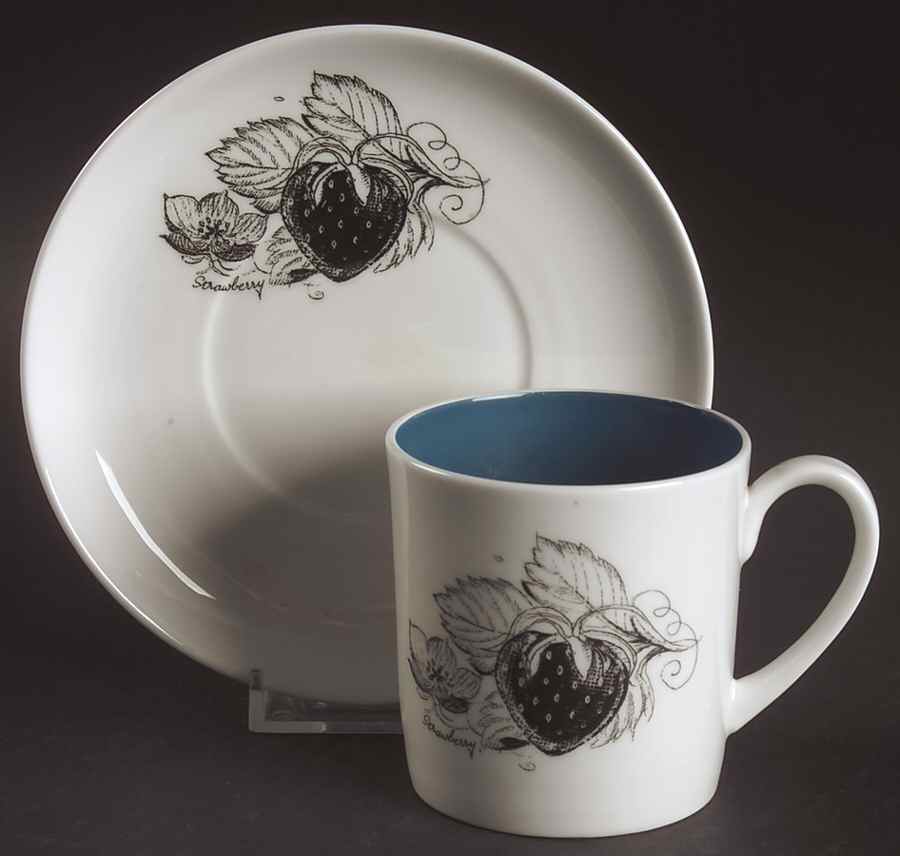 Black Fruit Flat Cup & Saucer Set by Wedgwood-1