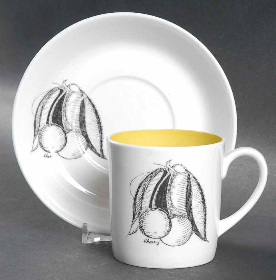 Black Fruit Flat Cup & Saucer Set by Wedgwood-1