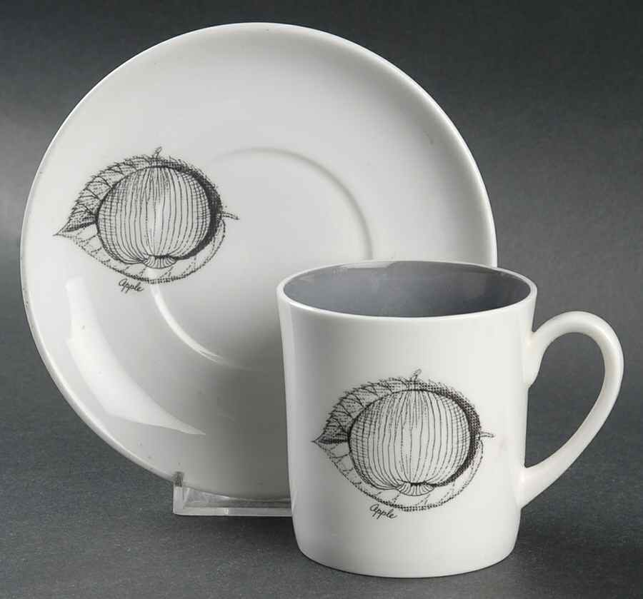 Black Fruit Flat Cup & Saucer Set by Wedgwood-1