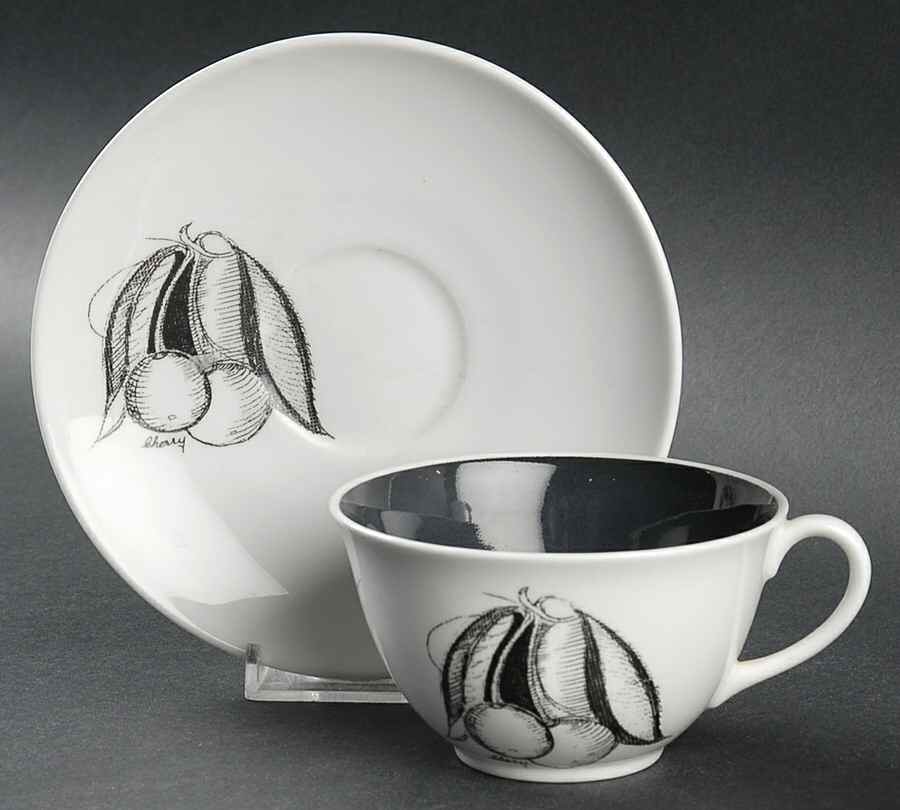 Black Fruit Flat Cup & Saucer Set by Wedgwood-1
