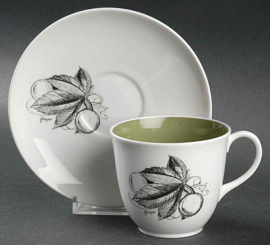 Black Fruit Flat Cup & Saucer Set by Wedgwood-1