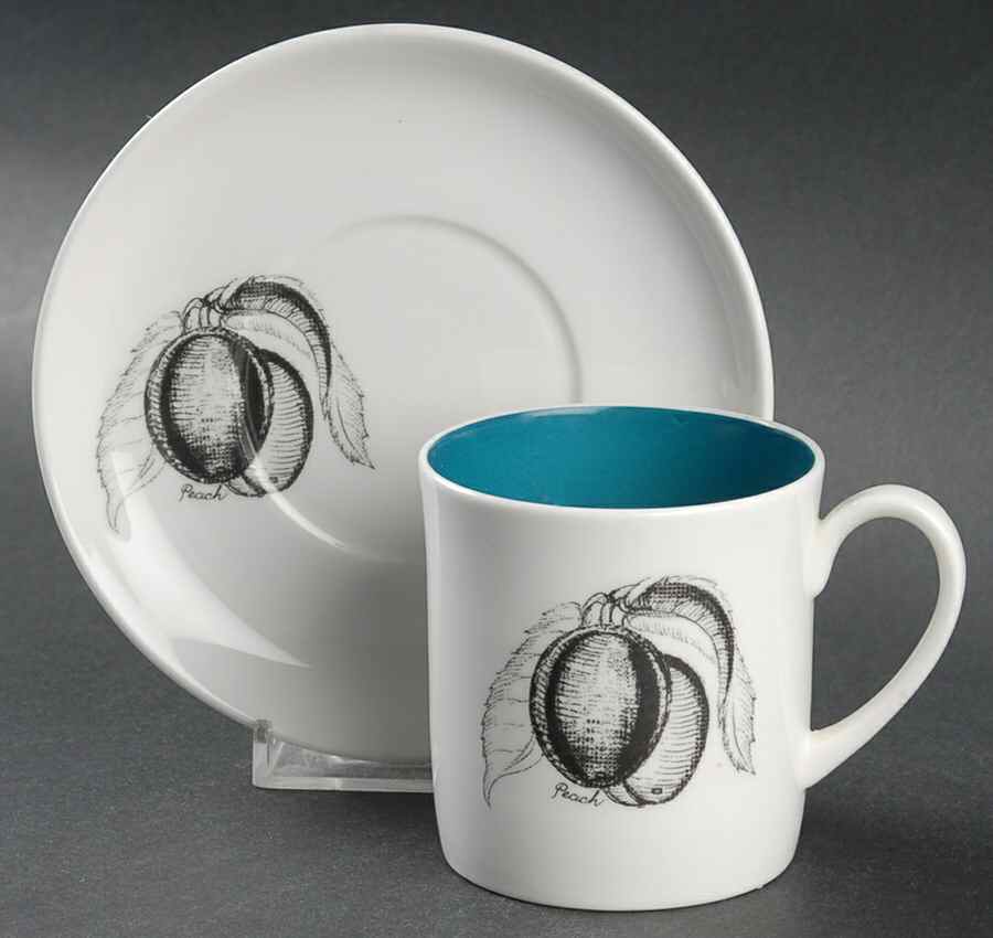 Black Fruit Flat Cup & Saucer Set by Wedgwood-1