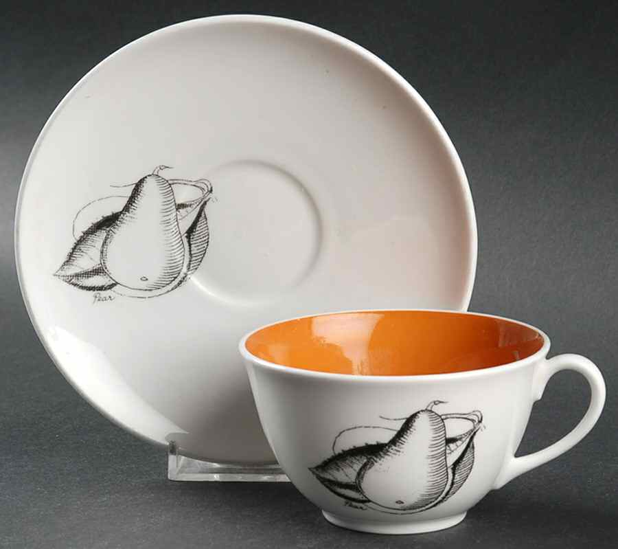 Black Fruit Flat Cup & Saucer Set by Wedgwood-1