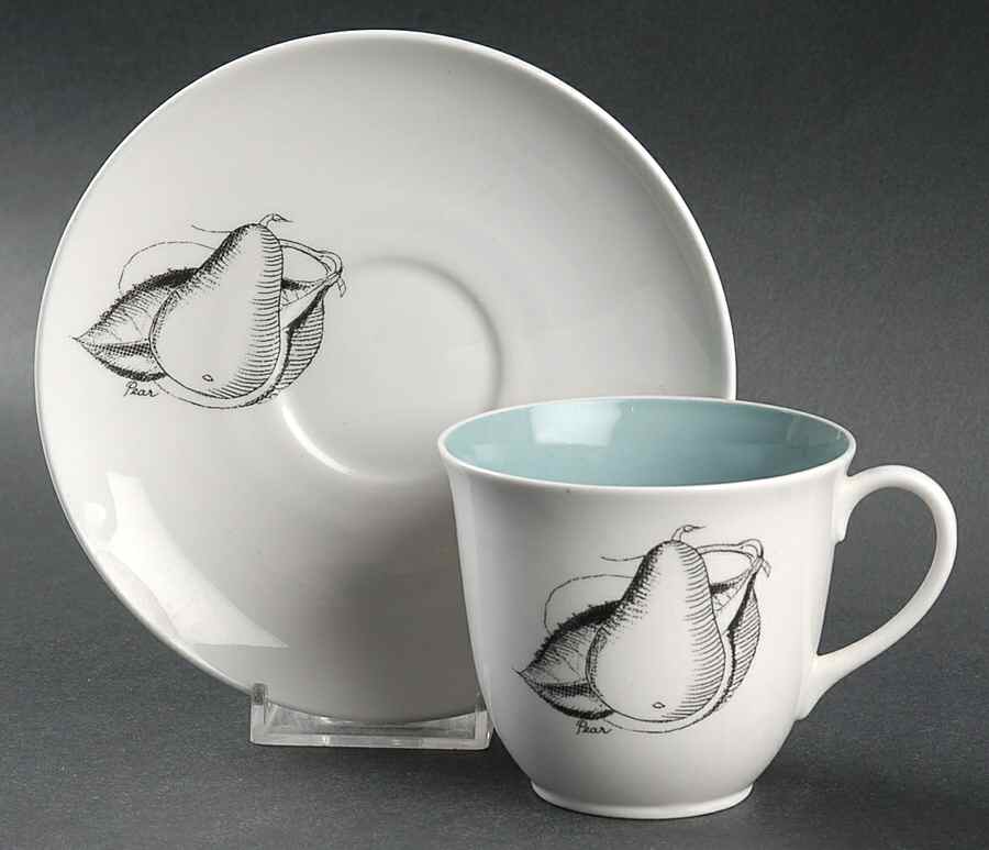 Black Fruit Flat Cup & Saucer Set by Wedgwood-1