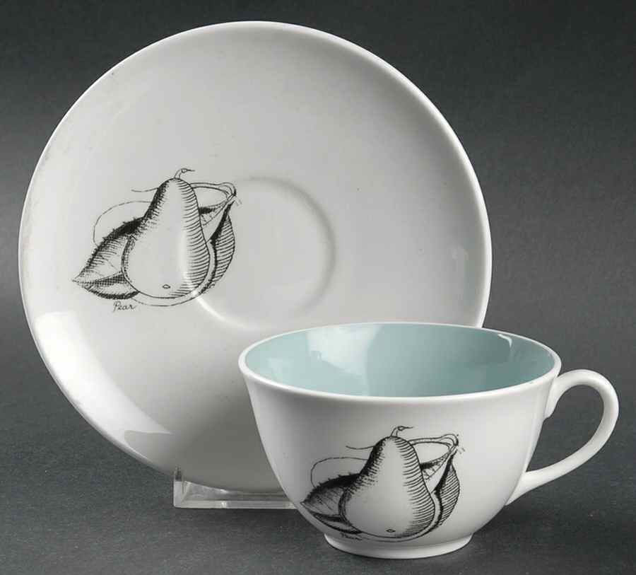 Black Fruit Flat Cup & Saucer Set by Wedgwood-1