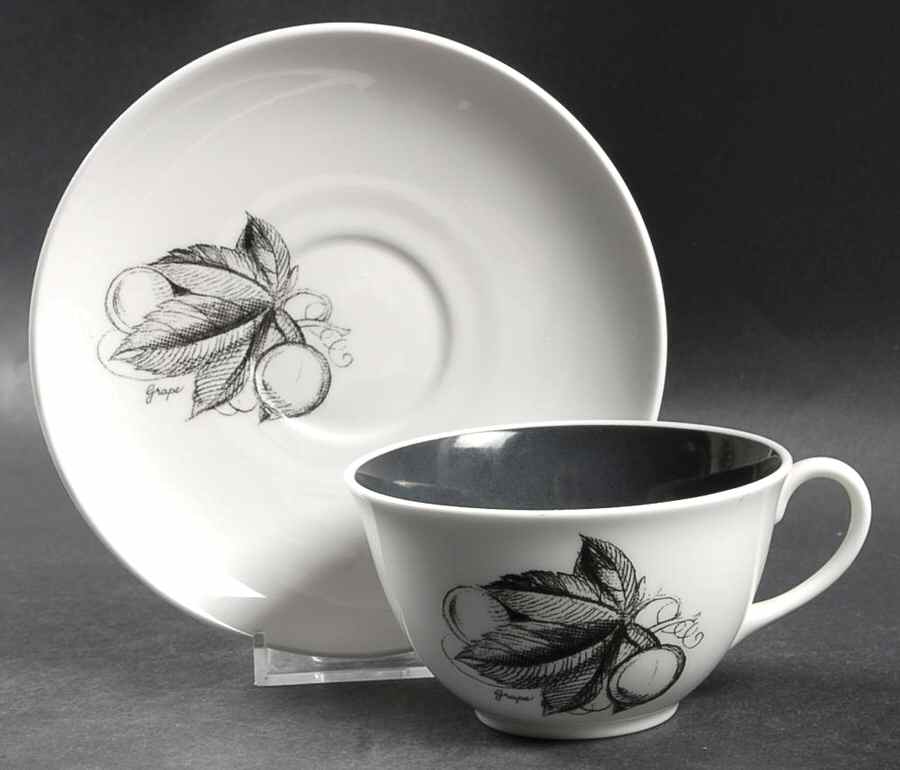 Black Fruit Flat Cup & Saucer Set by Wedgwood-1
