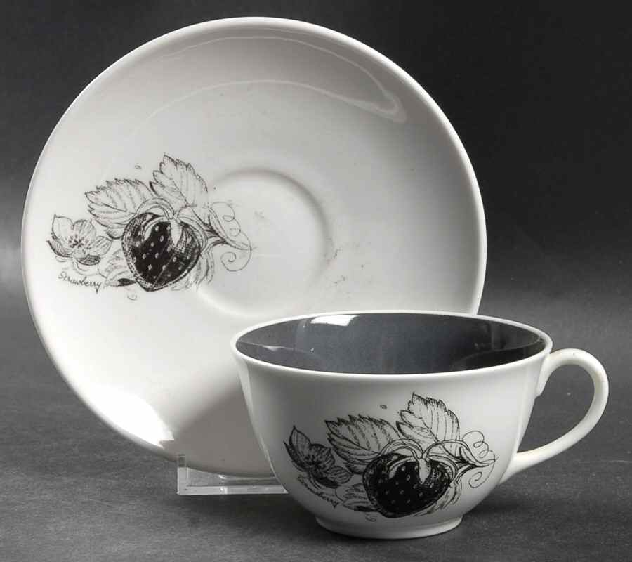 Black Fruit Flat Cup & Saucer Set by Wedgwood-1