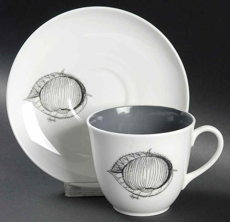 Black Fruit Flat Cup & Saucer Set by Wedgwood-1