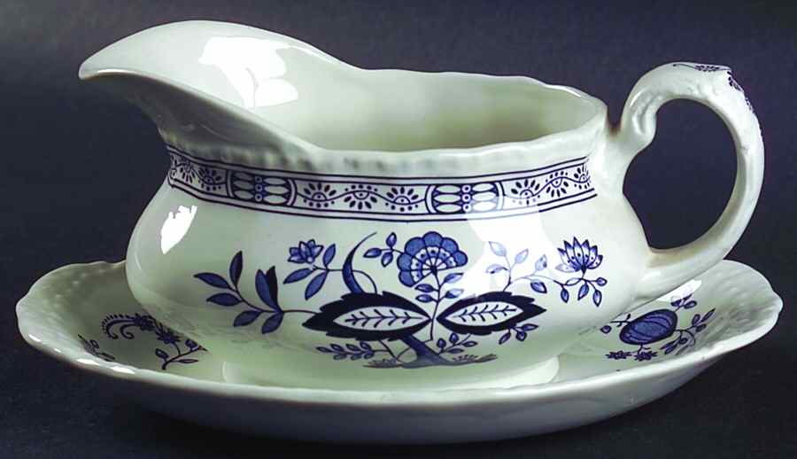 Blue Heritage Gravy Boat & Underplate/Relish by Wedgwood-1