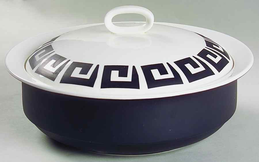 Black Keystone Round Covered Vegetable by Wedgwood-1