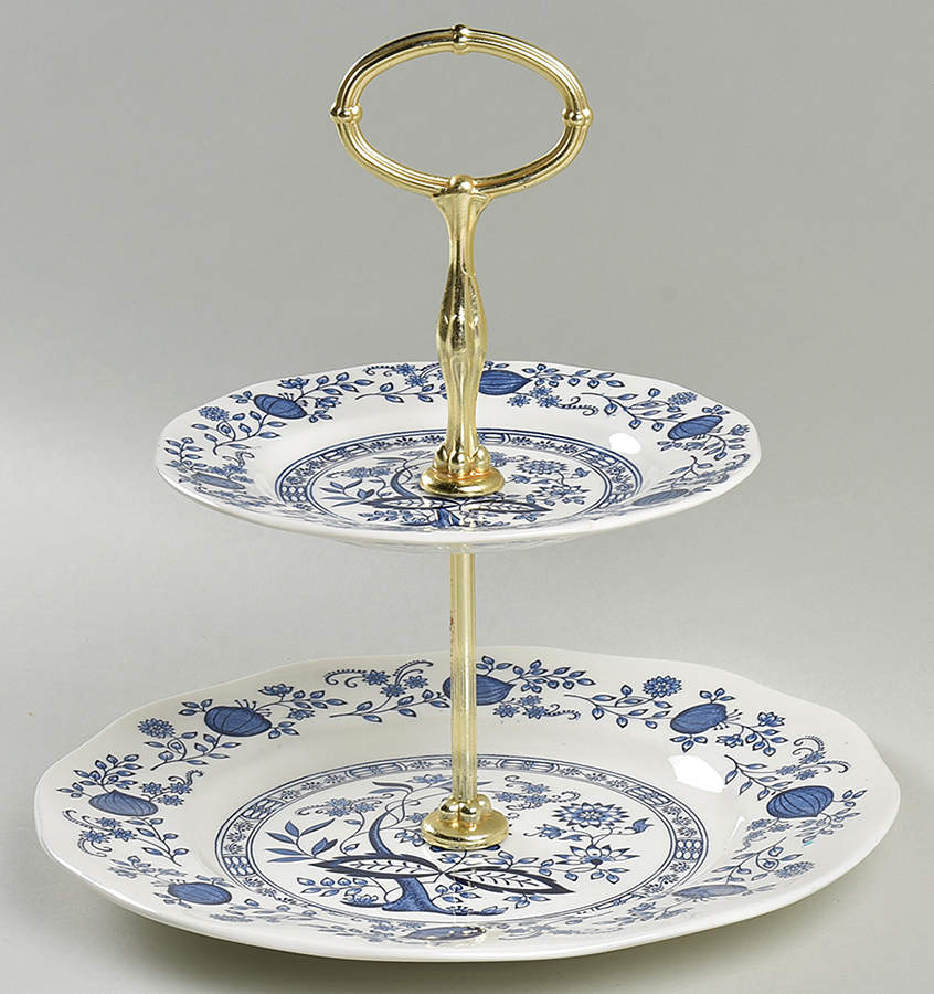 Blue Onion 2 Tiered Serving Tray (Dinner & Salad Plate) by Wedgwood-1